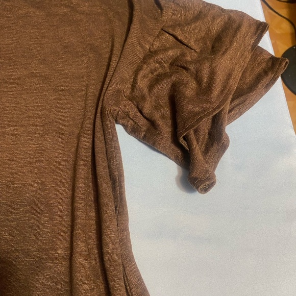 J. Jill 100% Linen Brown Short Sleeve T-Shirt Relaxed Fit - Picture 9 of 13